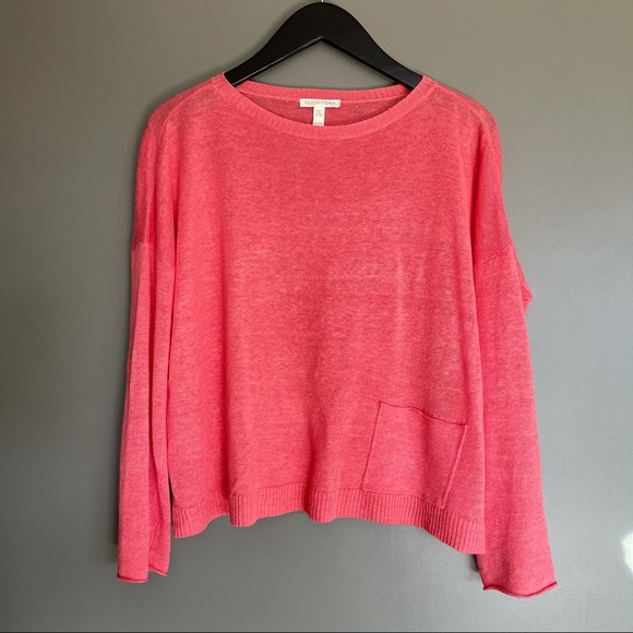 Eileen Fisher Organic Linen Stretch Box Top Coral - Picture 2 of 12